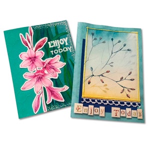 2Pcs simpatici biglietti di auguri Tutti i biglietti per le occasioni Carta d'arte Acquerello Disegno pieghevole artigianato desideri biglietti Design originale Carte regalo fatte a mano