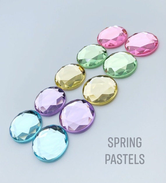 Spring Pastel Palette Acrylic Gems 30mm 25mm 40pcs foil backed DIY Gem  blocks