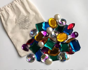 Buried Treasure Gem Play Set 42pcs acrylic gems sensory play pirates gold jewels