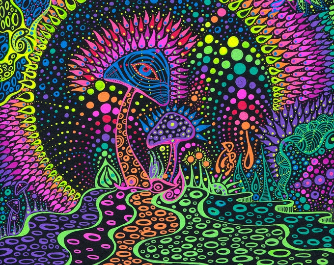 Holographic Trippy Art Print | Mushroom Art Print | Trippy Wall Art | Trippy Decor