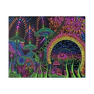 Mushrooms on the Moon | Gallery wrap canvas print of my original drawing | Trippy Art | Mushroom Art