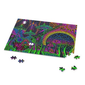 Trippy Puzzle | Mushroom Jigsaw Puzzle | Psychedelic Art Gift | Magic Mushroom Gift | Artistic Gift | Unique Game