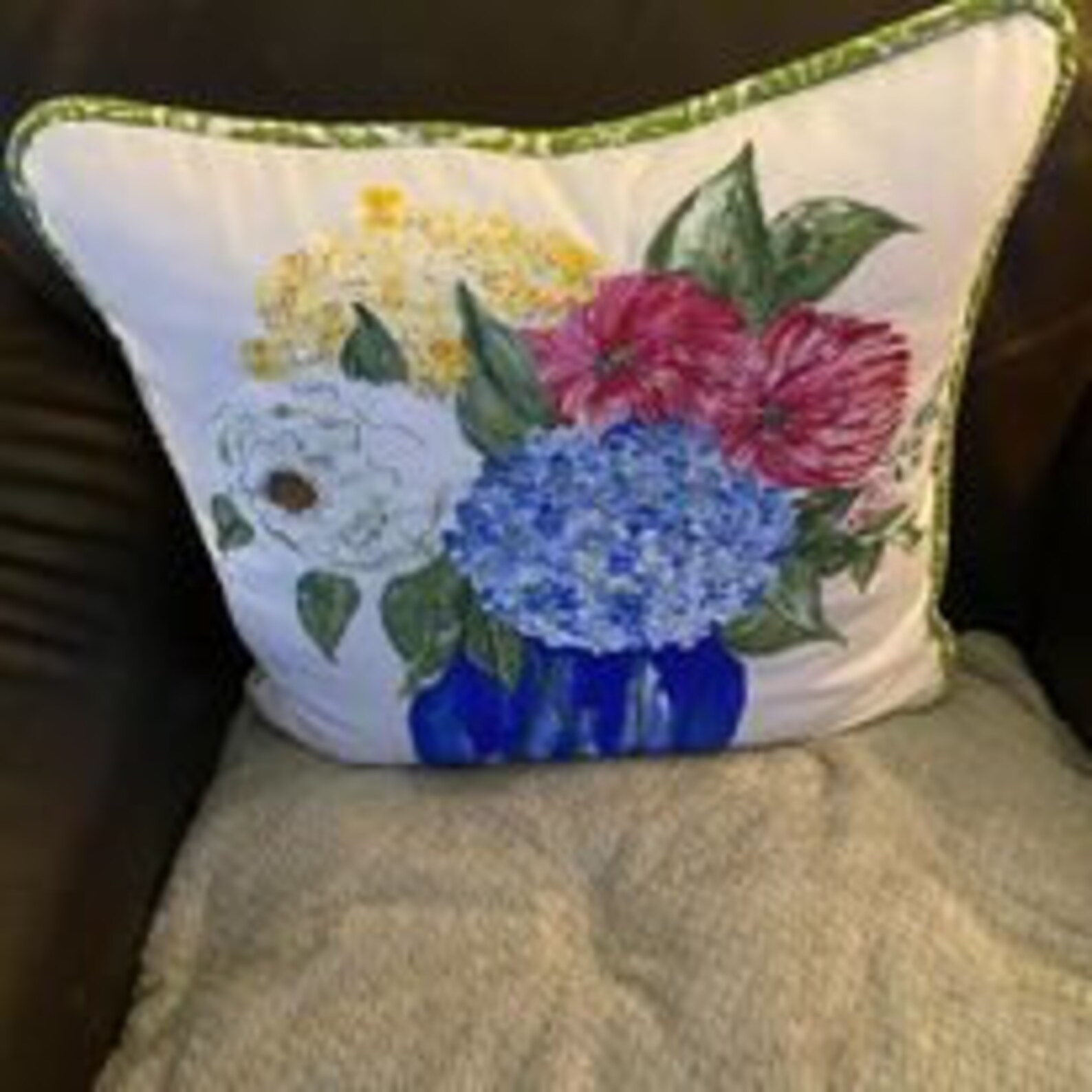 Hand Made Painted Pillows Etsy