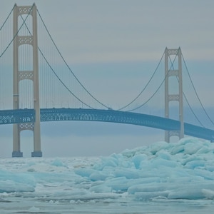 Mackinac Bridge Blue Ice- Michigan