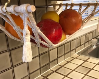 Handmade macrame fruit or vegetable hammock | vegetable hammock | storage basket hanging fruit basket