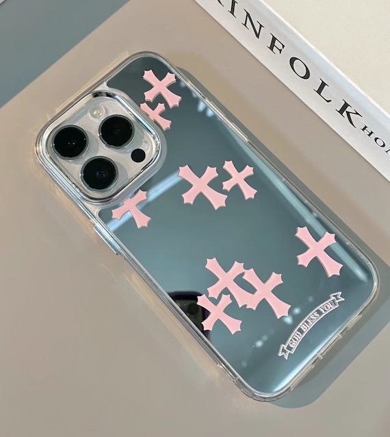 Pink Cross Design Y2k Style iPhone Case Handmade Cute iPhone