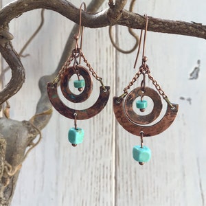 Hammered copper earrings