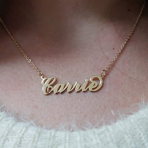 14K Solid Gold Nameplate Custom Name Necklace Tiny Name Necklace Handwriting Necklace Name Plate Necklace Personalized Jewelry zdjęcie 1