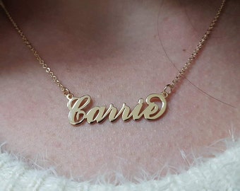 14K Solid Gold Nameplate | Custom Name Necklace | Tiny Name Necklace | Handwriting Necklace | Name Plate Necklace | Personalized Jewelry