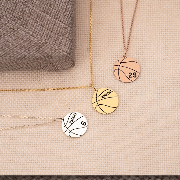 Basketball Number Necklace, Sports Jewelry, Custom Basketball Gift, Basketball Charm, Sports Gifts, 925 Sterling Silver Necklace