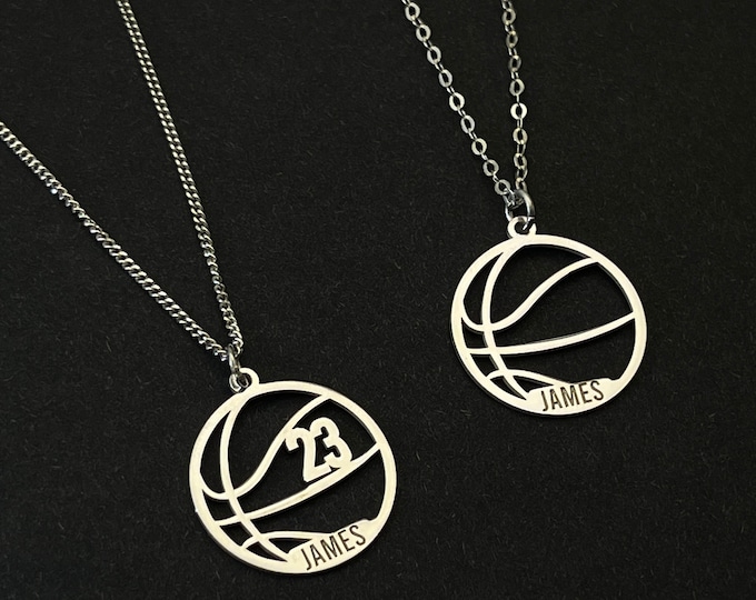Personalized Basketball Necklace, Custom Basketball Necklace, Basketball Coach Gift, Basketball Player Gift, Basketball Pendant