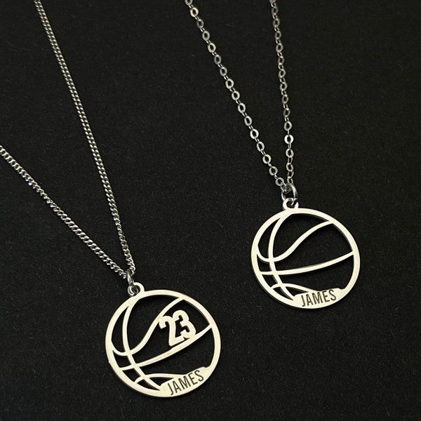 Collier basket personnalisé, collier basket personnalisé, cadeau entraîneur de basket-ball, cadeau joueur de basket-ball, pendentif basket-ball