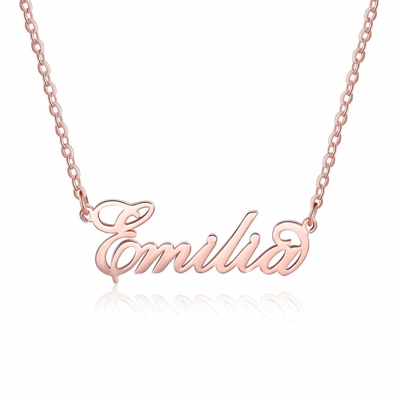 14K Solid Gold Nameplate Custom Name Necklace Tiny Name Necklace Handwriting Necklace Name Plate Necklace Personalized Jewelry zdjęcie 5