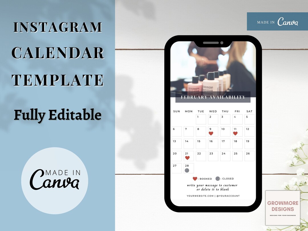Instagram Story Calendar Template Monthly Appointment IG Etsy Instagram Story Calendar Template Monthly Appointment IG Etsy