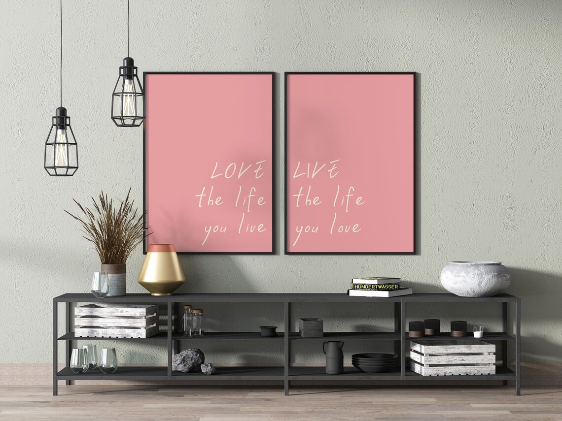 Set of 2 Wall Art About Life Love The Life You Live Quote Etsy