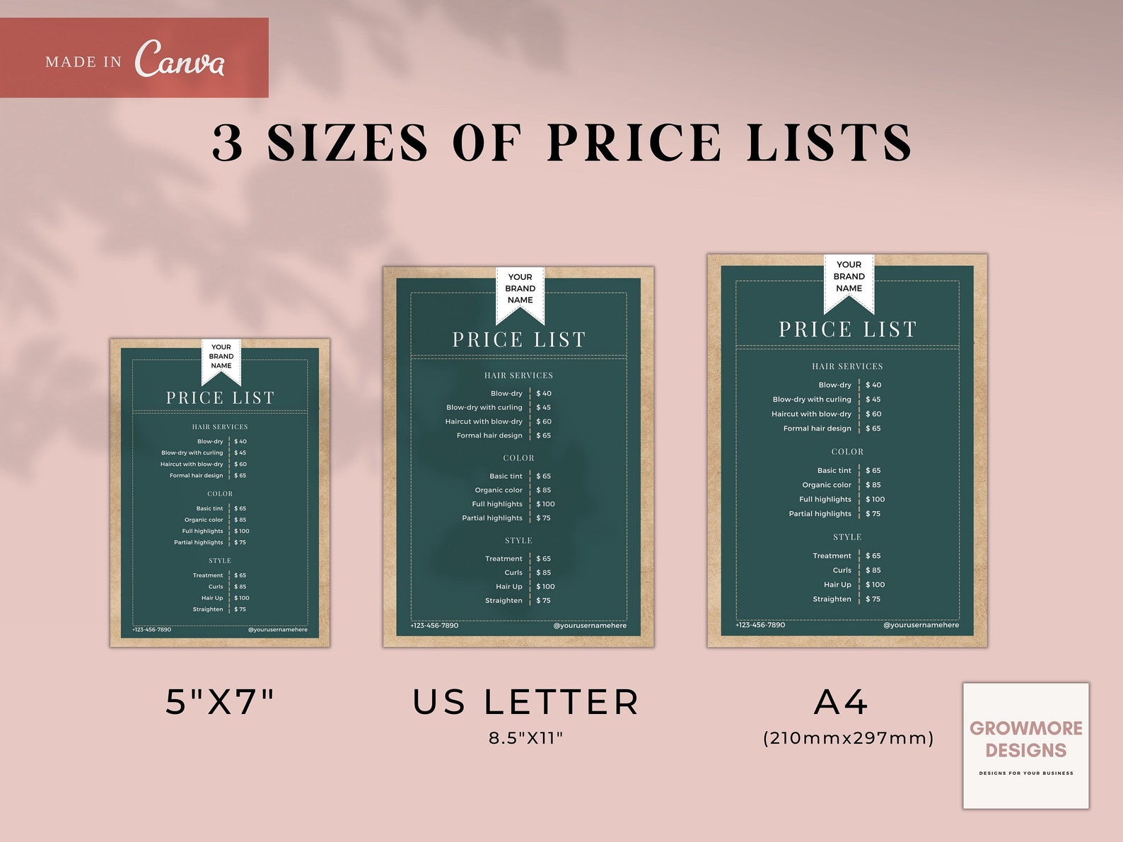 Blackboard Style Price List Template Editable Canva Price Etsy