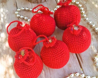 Crochet Pomegranate, Handmade Pomegranate Ornaments, Pomegranate Decor, Christmas Ornaments, Christmas Balls, Armenian Pomegranate