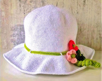 Crochet Bucket Hat, Floral Hat, Handmade Crochet Bucket Hat, Unique Hat