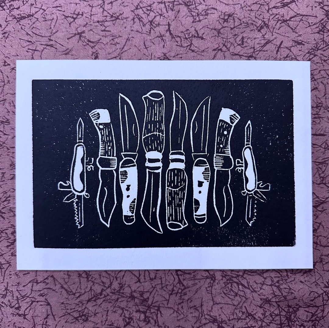 TFB Talon Hawk Knives Linocut Block Print Etsy