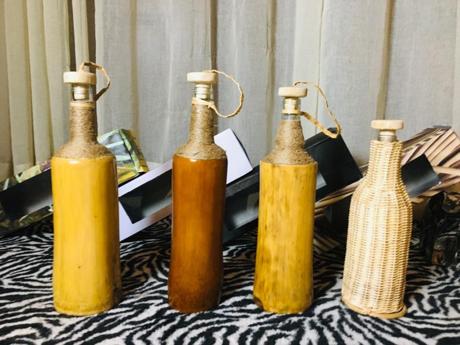 Rattan/ cane glass bottle. Eco friendly hand made water Etsy