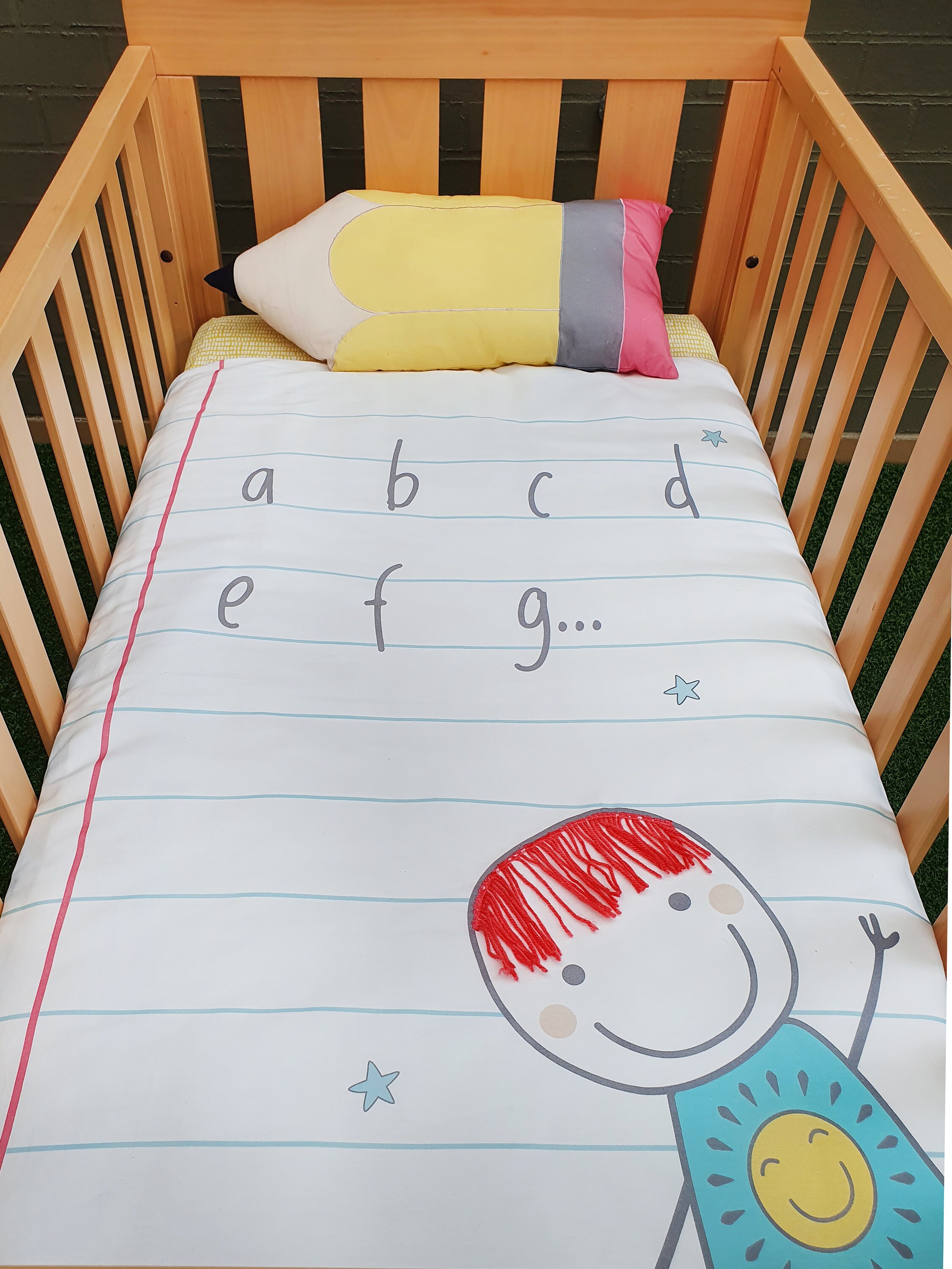 4 Piece Baby Quilt // Cot Set // Page Cot Quilt Cover Set // Alphabet