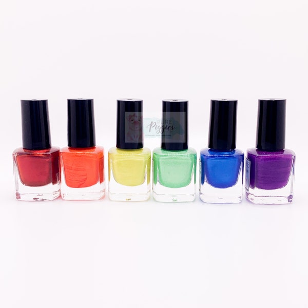 Rainbow- Red/Orange/Yellow/Green/Blue/Purple 10 Toxin Free Nail Polish