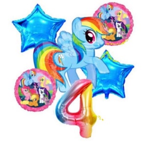 My Little pony balloons bouquet,Rainbow Dash balloons,Birthday My Little Pony,Supplies,Tableware,Decoration,Pony Party Balloons