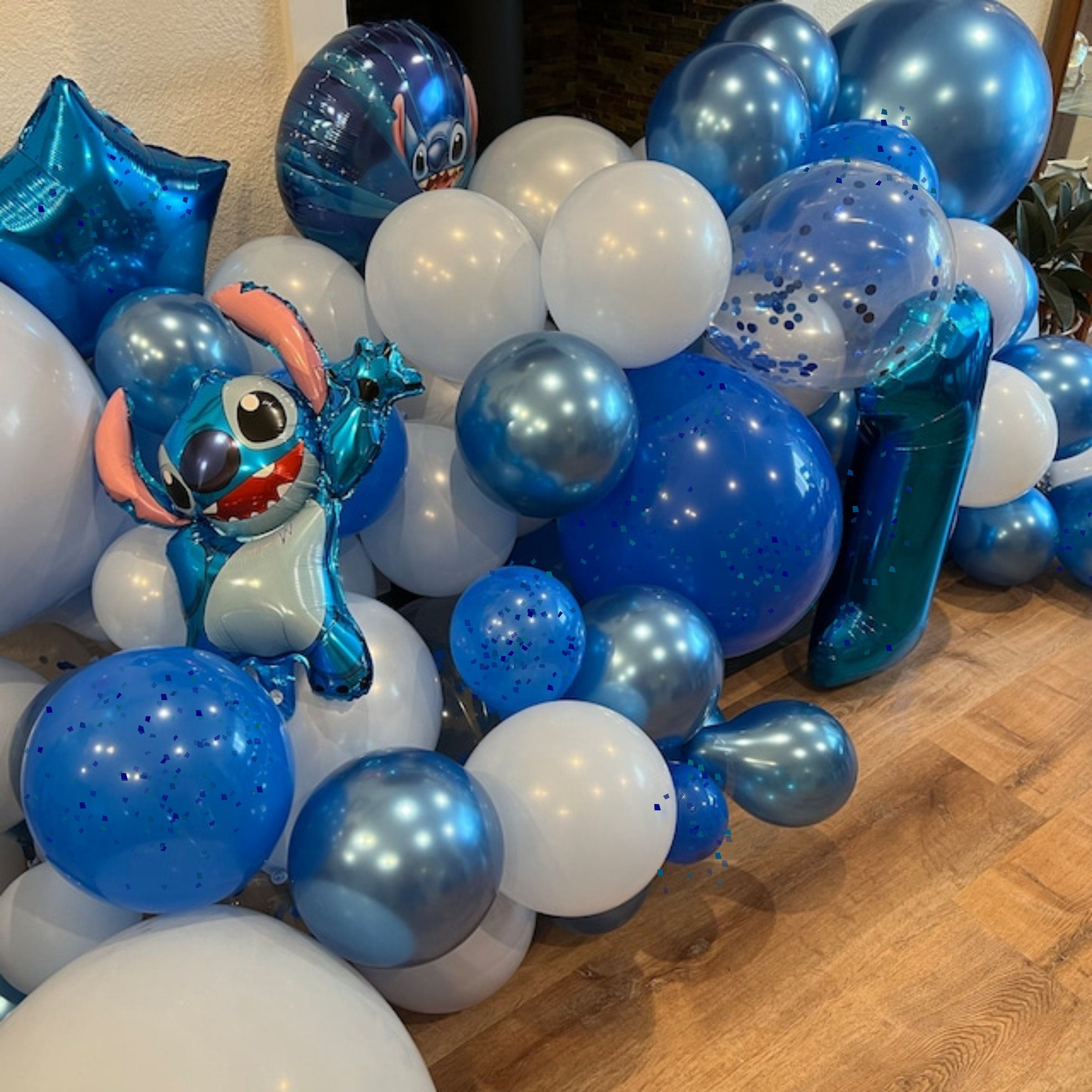 38Pcs Lilo and Stitch Balloons, 24in Stitch Foil Balloons, 16in