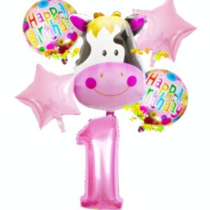 ship today,cow birthday,Princess,Balloons,Girl,Toddler,Supplies,Party,Items,Theme,cow animal decoration party,cow farm, farm, mu