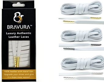 Authentic White Leather Shoe Laces: Sneaker Accessories