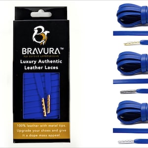 Blue Luxury Leather Shoe Laces by Bravura