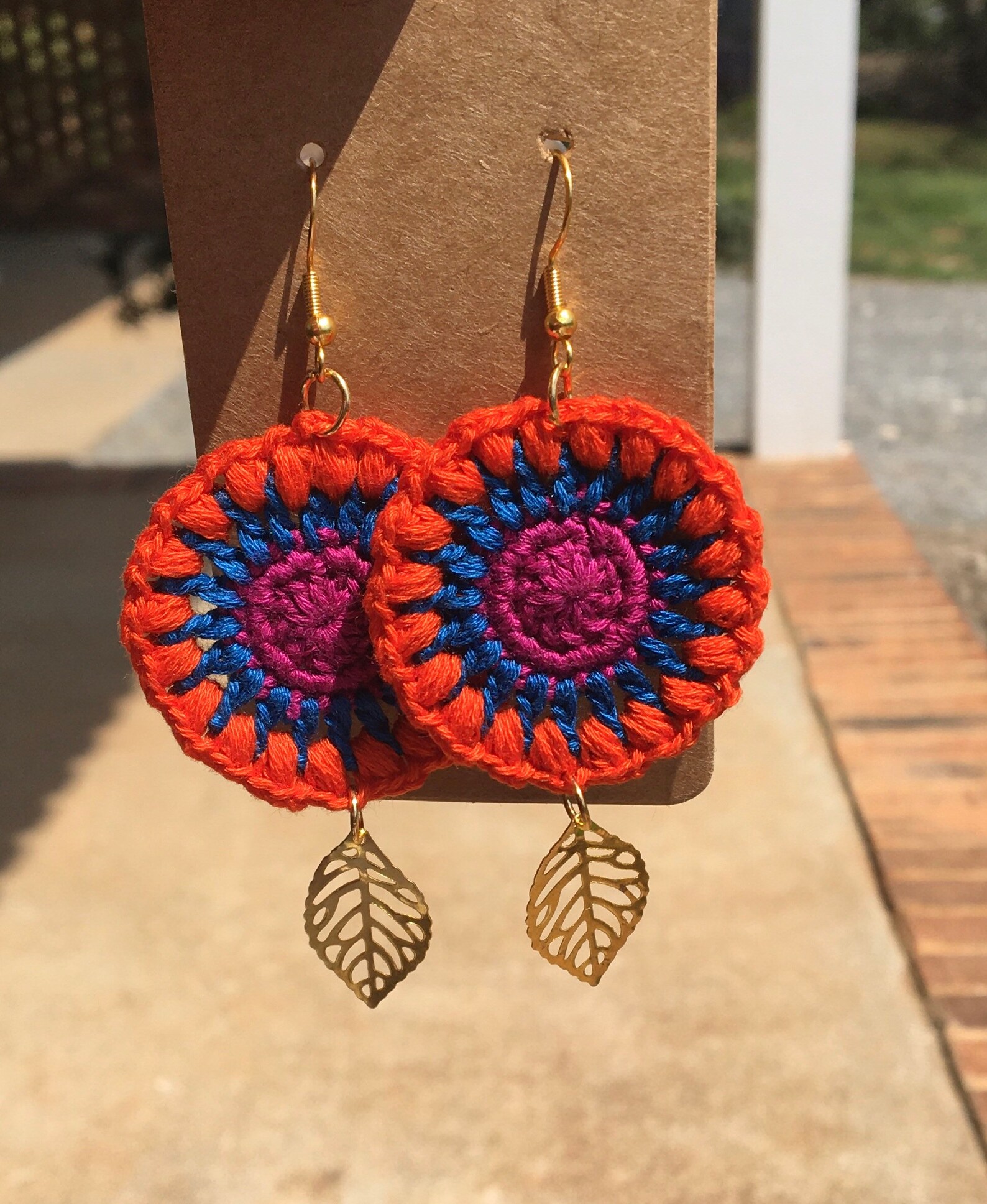 Crochet sunflower earrings Etsy