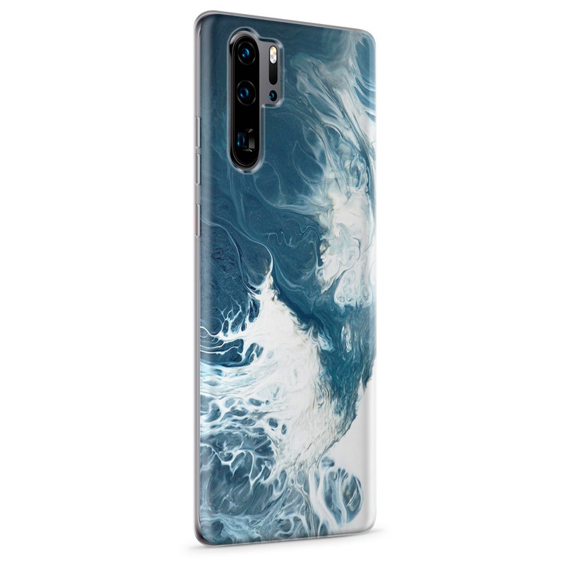 P40 D11 Mate 30 P30 Mate 20 Waves Phone Case Blue Gel Cover for Huawei P10 P20