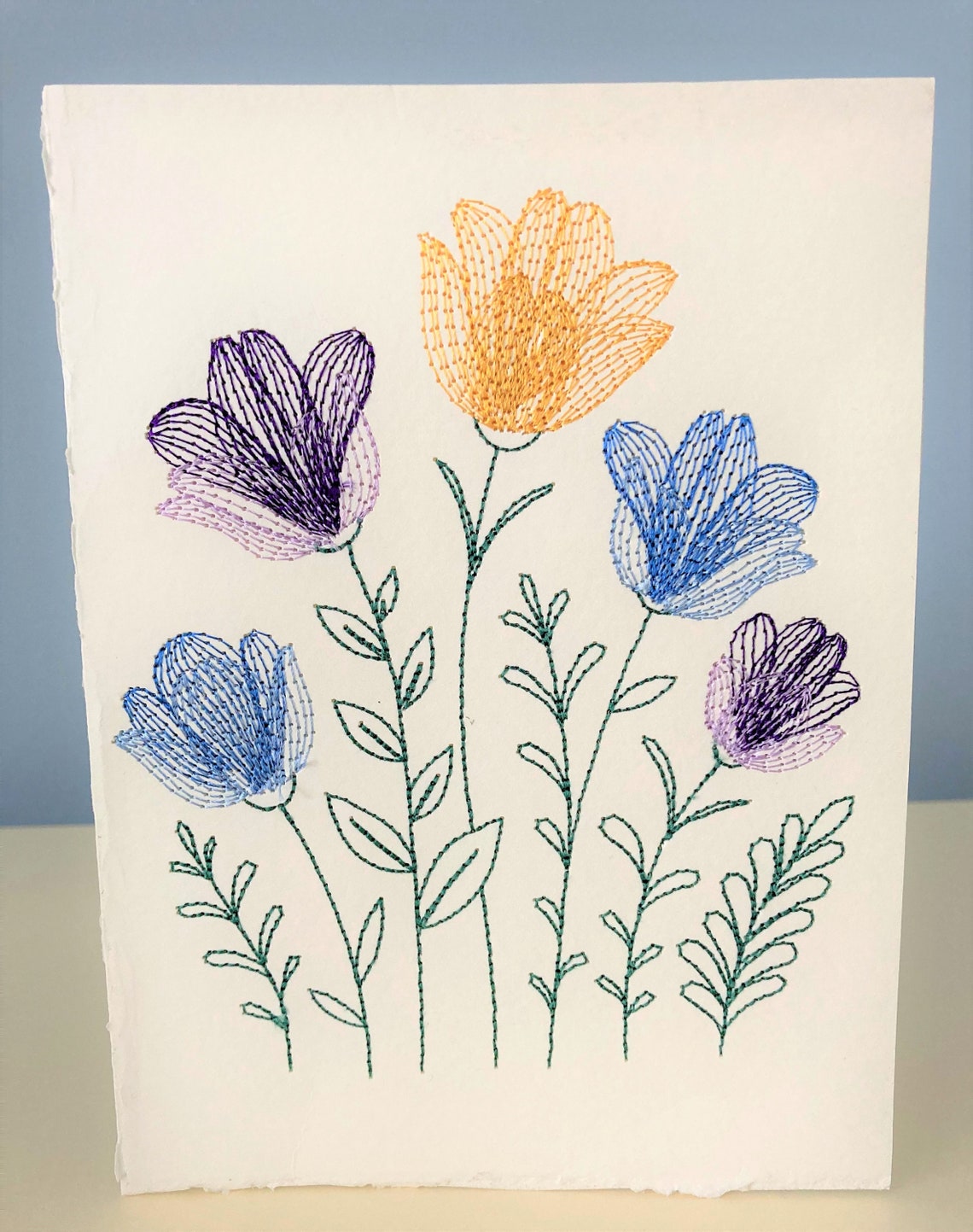 Embroidered Greeting Cards Etsy