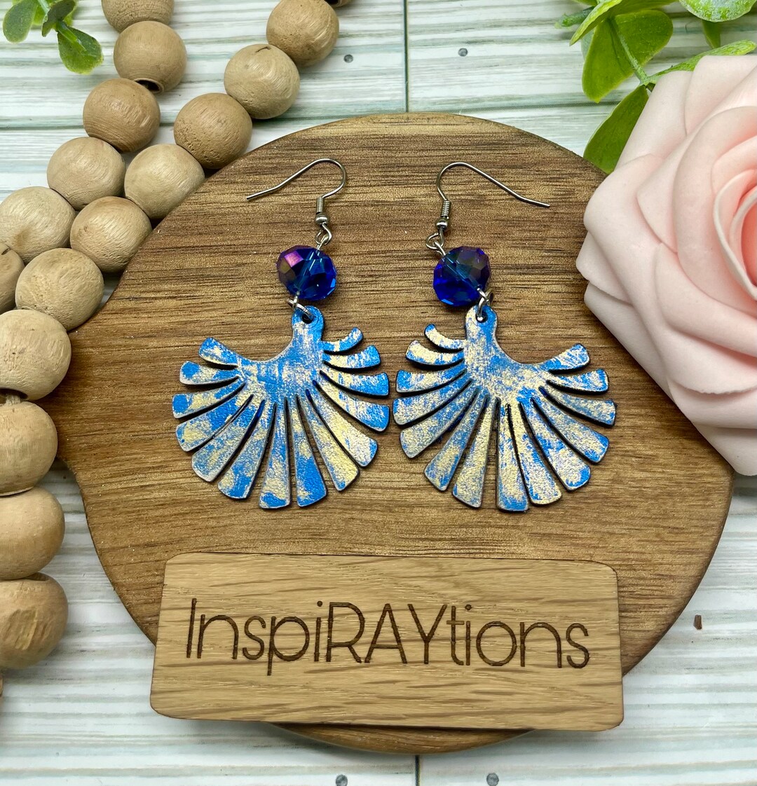 Artisanal Hand Painted Earrings Blue 603971