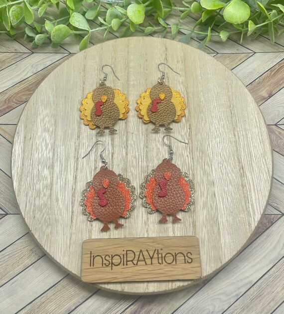 Adorable Leather Turkey Earrings 2 Options Etsy