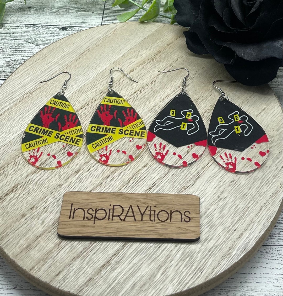Crime Scene Blood Splatter Teardrop Acrylic Earrings 2 - Etsy