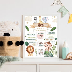 Meilensteinposter / Tafel / Poster / Geschenk / 1. Geburtstag / Baby / personalisiert / Junge