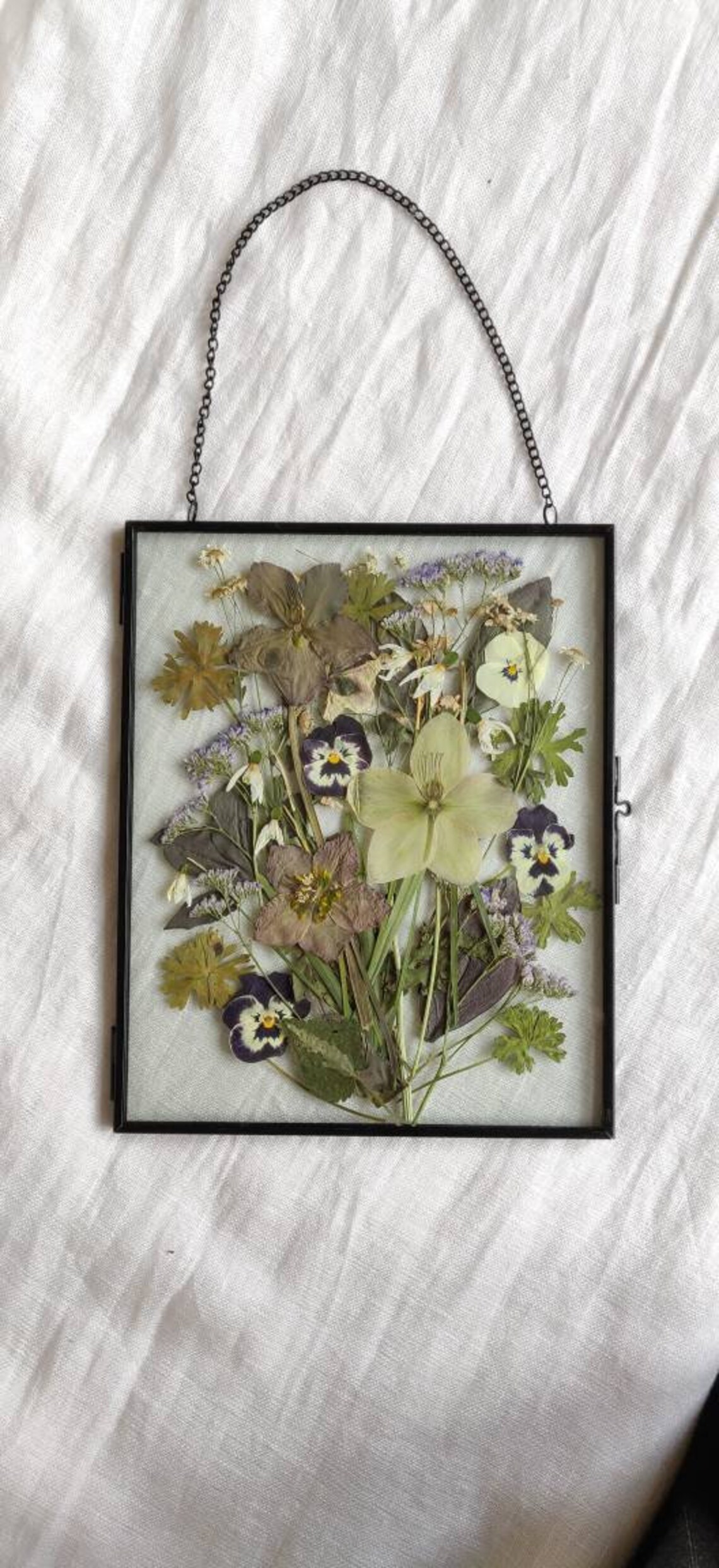 Pressed Flower Art Glass Frame medium size Etsy