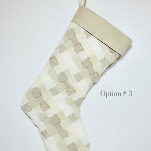 Neutral Linen Christmas Stocking. Hand-Woven Raw Edge Linen. Gift Idea. Minimalist Christmas Decor. Handmade. Vintage Inspired. Retro. # 3