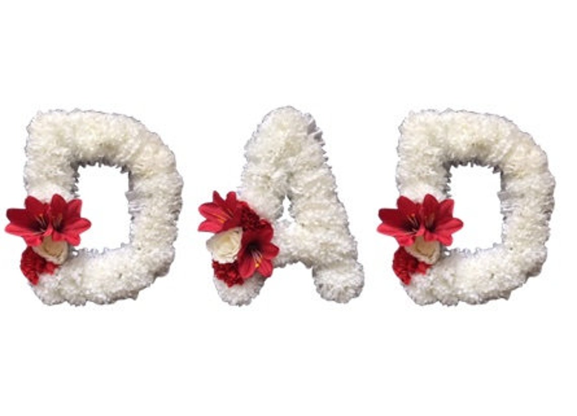 Dad Funeral grave memorial artificial flowers tribute white Etsy