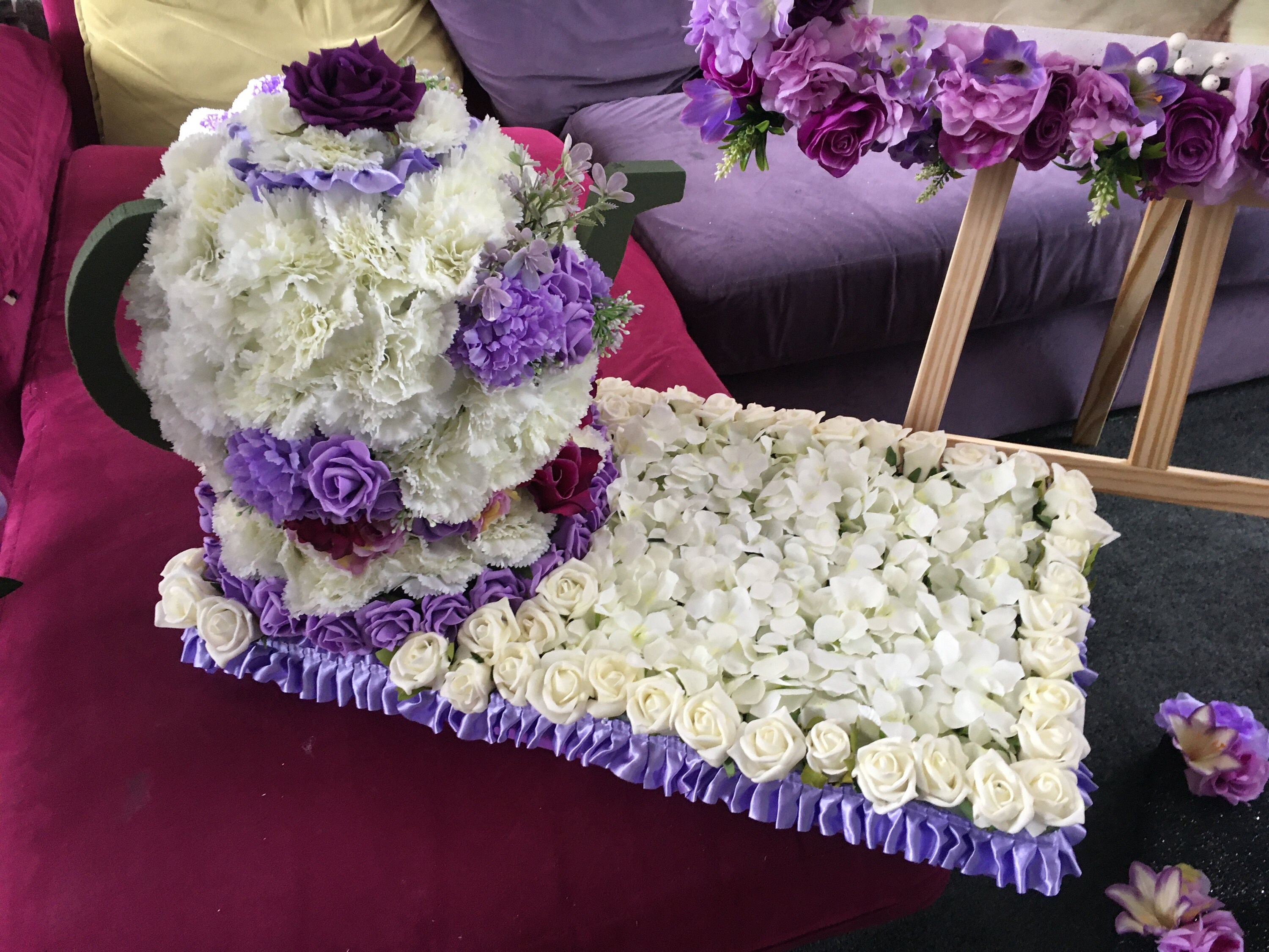 Bespoke teapot artificial funeral flowers tribute wreath Etsy