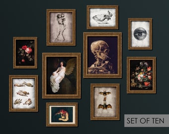 Moody Macabre Print Set of 10 | Antique Reproduction Prints. Macabre Wall Décor, Gothic Gallery Wall, Goth Prints, Macabre Art, Spooky MS8