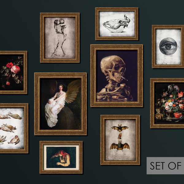 Moody Macabre Print Set of 10 | Antique Reproduction Prints. Macabre Wall Décor, Gothic Gallery Wall, Goth Prints, Macabre Art, Spooky MS8