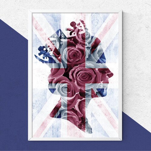 Queen Elizabeth II the Union Jack Modern Art Modern Wall Etsy
