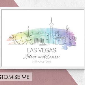 Personalised Las Vegas Anniversary Print || Vegas Wedding Gift, Vegas Engagement Print, Las Vegas Wedding Print, Las Vegas Line Art Print,