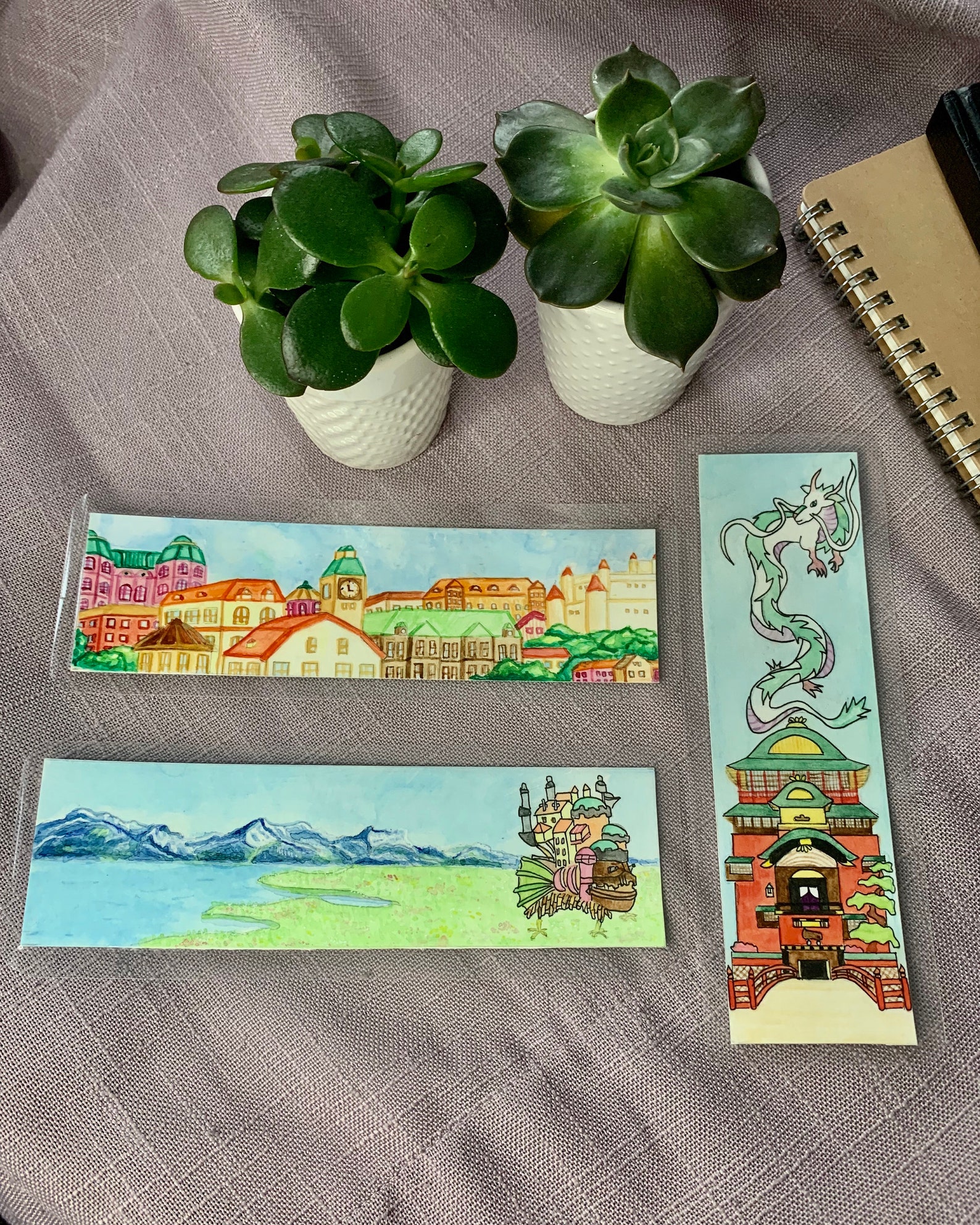 set of 3 bookmarks ghibli inspired etsy