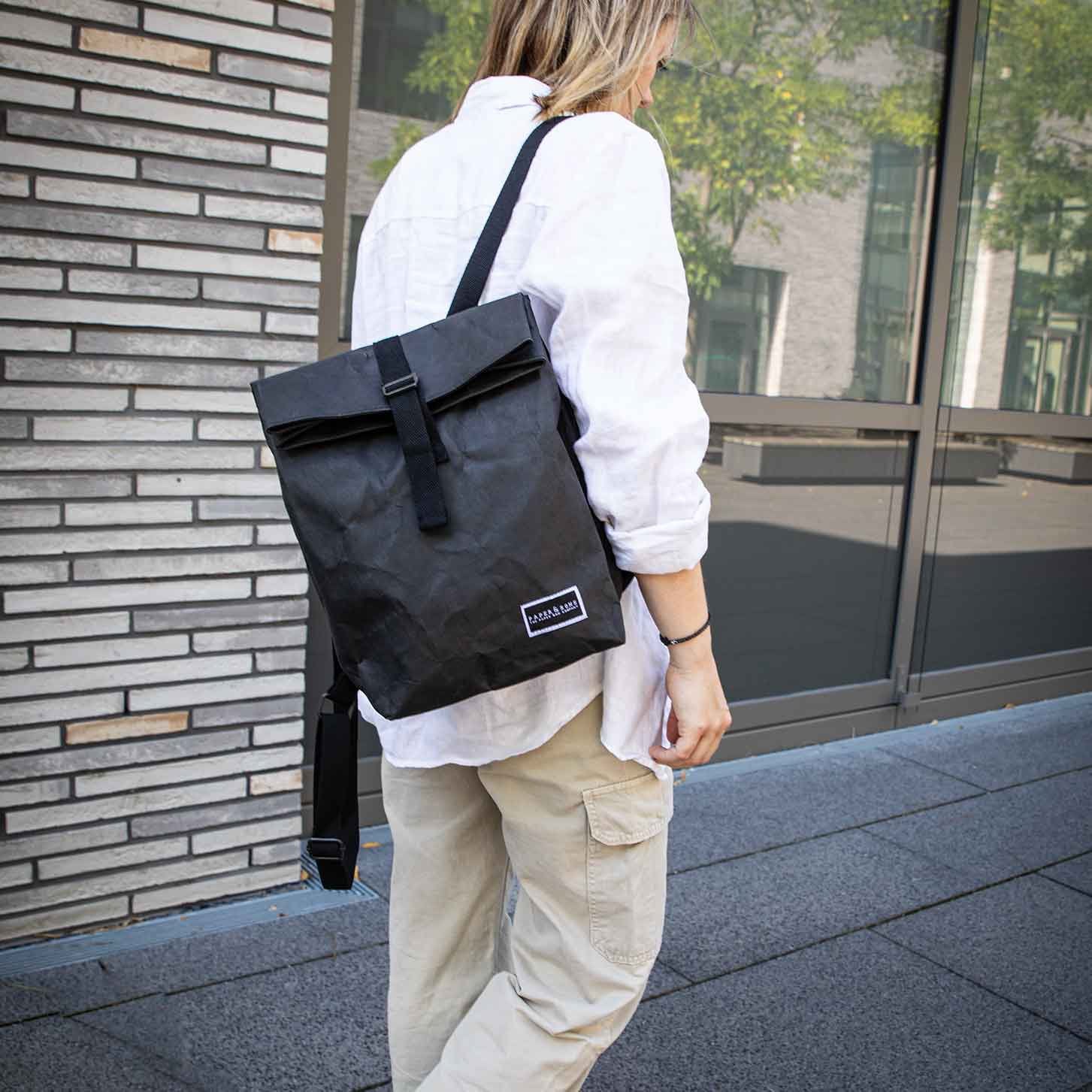 Paper Sons Backpack for Women and Men Backpack Made of Paper Sustainable Kraft Paper Backpack Black 10l Vegan 13 Laptop Backpack Etsy UK