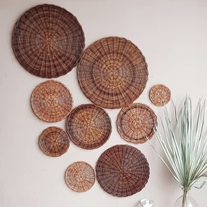 Korb Wanddekor, Wandkorb braun, Korb Wanddekor, Schlafzimmer Wanddekor, Boho Wandkorb Dekor, Gewebter Wandkorb, Boho Wandkorb