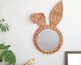 Nursery Mirror, Baby Mirror,  Wicker Mirror, Wall Mirror, Wall Decor, Handmade mirror, Animal Wall Mirror